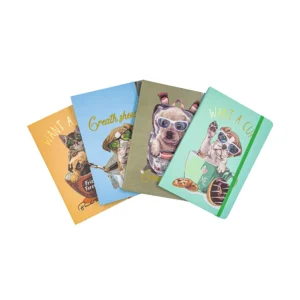 Agenda de notas con caucho perro y gato X 12 unidades