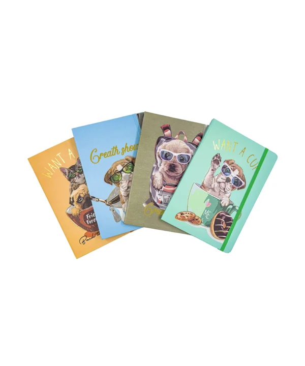 Agenda de notas con caucho perro y gato X 12 unidades