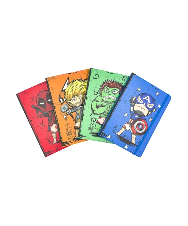 Agenda de notas con caucho caricatura superhéroe X 12 unidades