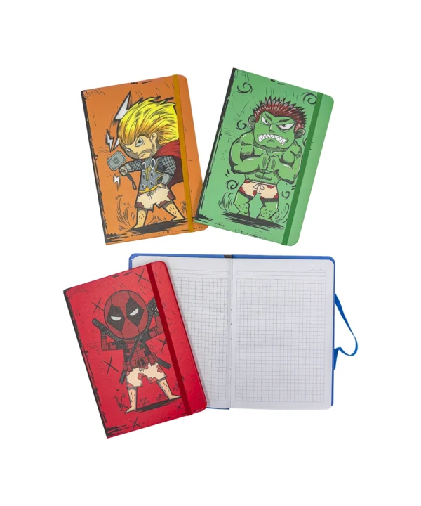 Agenda de notas con caucho caricatura superhéroe X 12 unidades