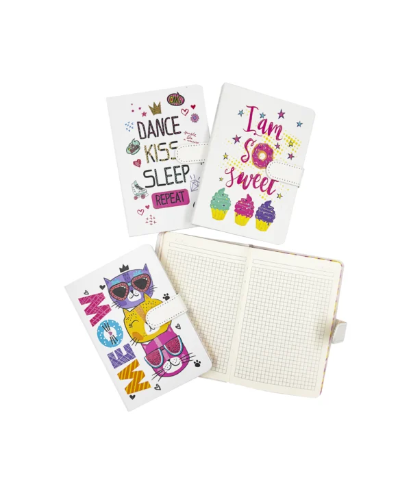 Agenda de notas con broche blanca style X 12 unidades