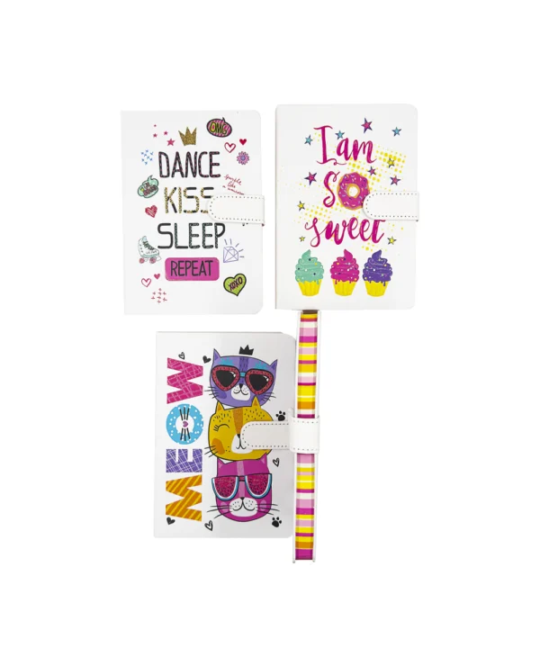 Agenda de notas con broche blanca style X 12 unidades