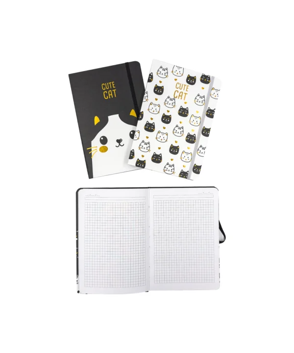 Agenda de notas con caucho gatos X 12 unidades