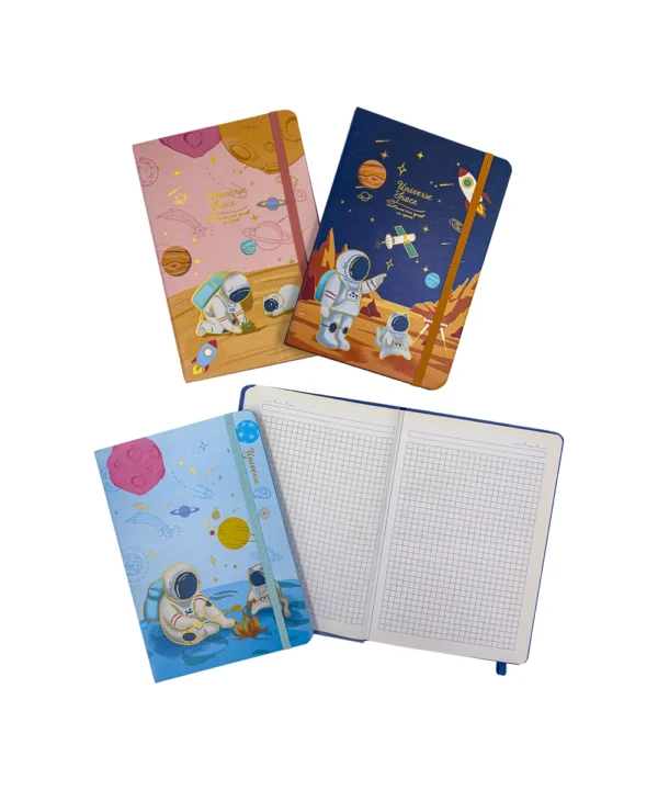 Agenda de notas con caucho astronautas X 12 unidades