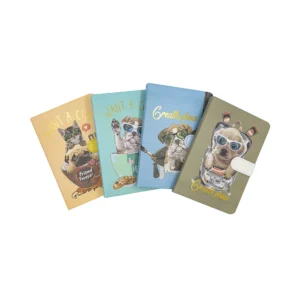 Agenda de notas con broche perro y gato X 12 unidades
