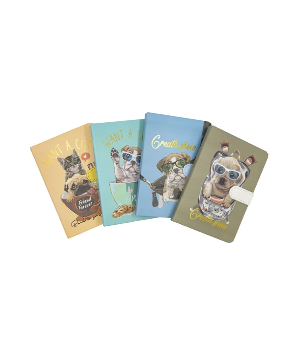 Agenda de notas con broche perro y gato