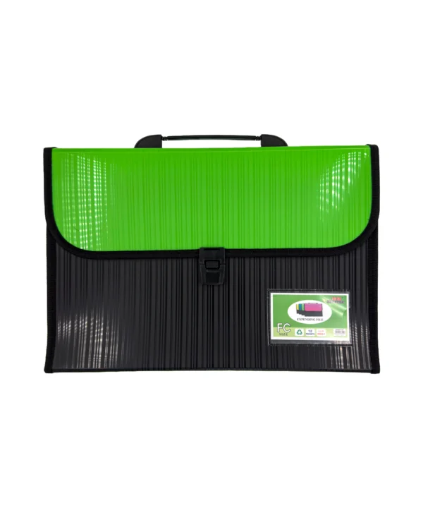 Folder negro tapa color Oficio 12 bolsillos X Unidad