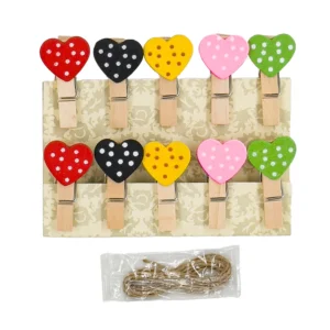 Clip madera corazón X 10 unidades