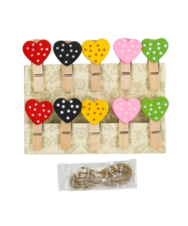 Clip madera corazón X 10 unidades