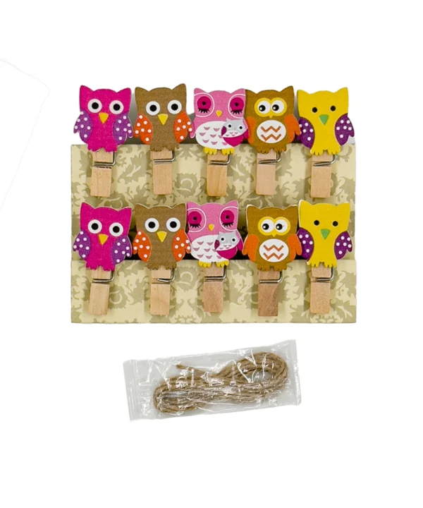 D386 Clip madera búhos