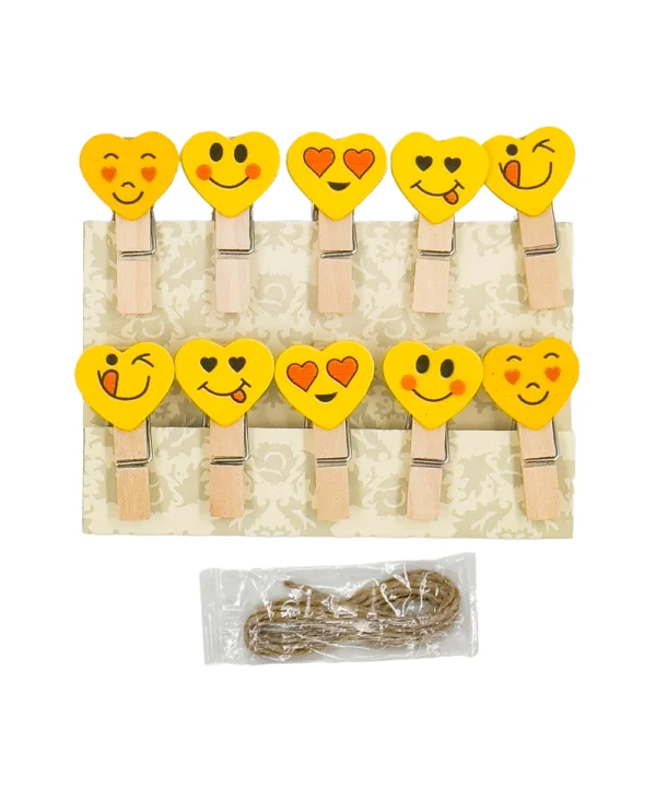 Clip madera emojis X 10 unidades
