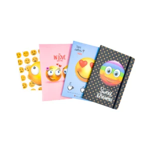 Agenda de notas con caucho emojis rayada X 24 unidades