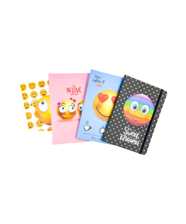 Agenda de notas con caucho emojis rayada X 24 unidades