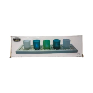 Velas led base blanca + 5 vasos X Set