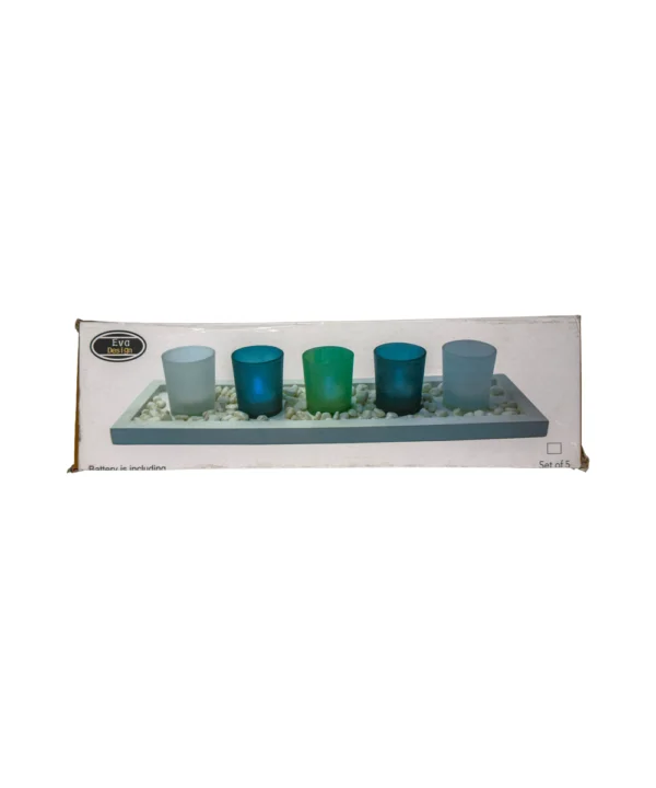 Velas led base blanca + 5 vasos X Set