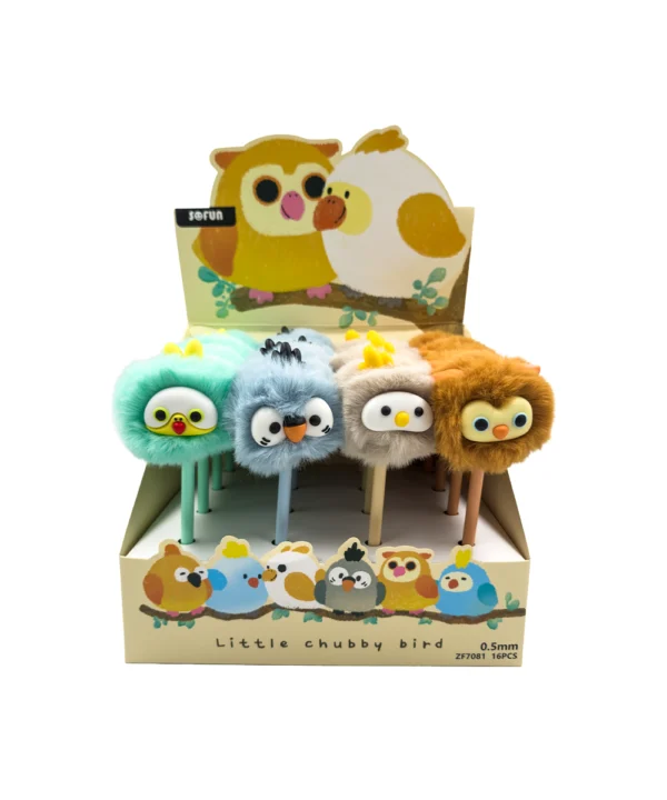 Bolígrafo 1 mina búho con pompon