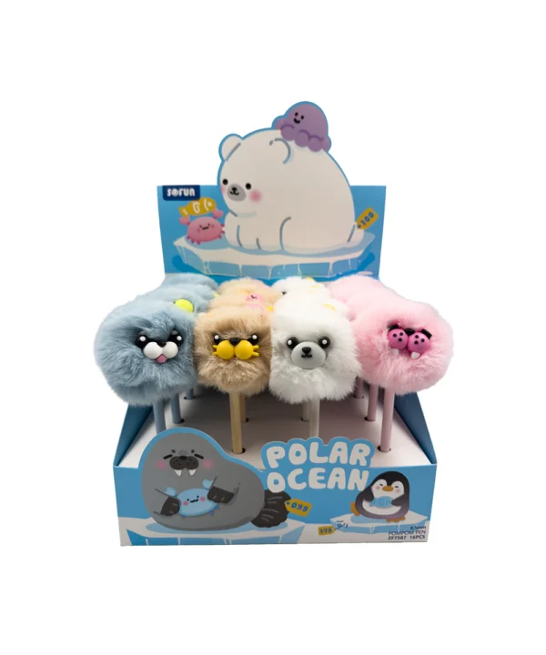 Bolígrafo 1 mina oso polar con pompon